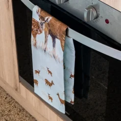 Geschirrtuch Ricke mit ihrem Rehkitz