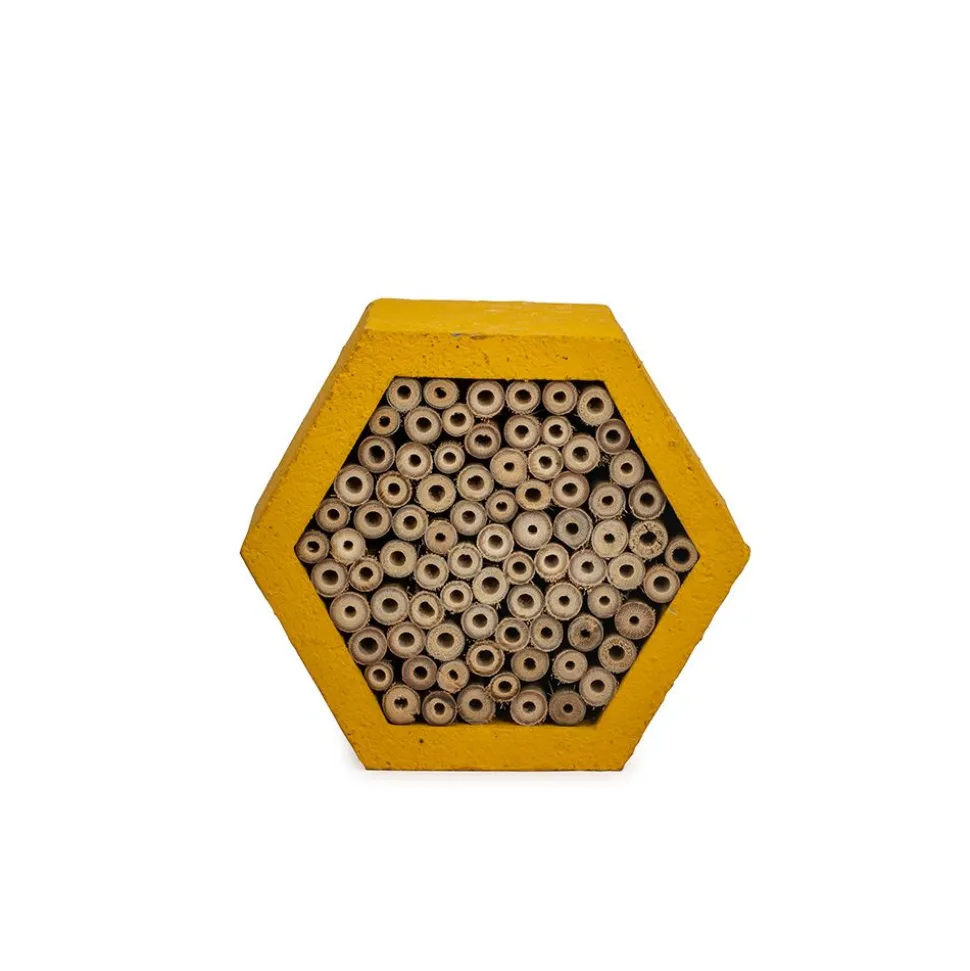 Holzbeton-Insektenhotel ‚‚Mathias‘‘, gelb