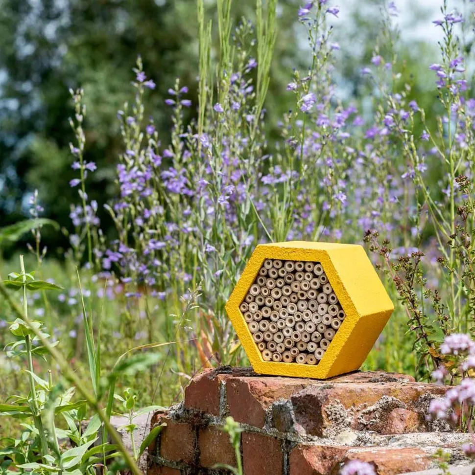 Holzbeton-Insektenhotel ‚‚Mathias‘‘, gelb
