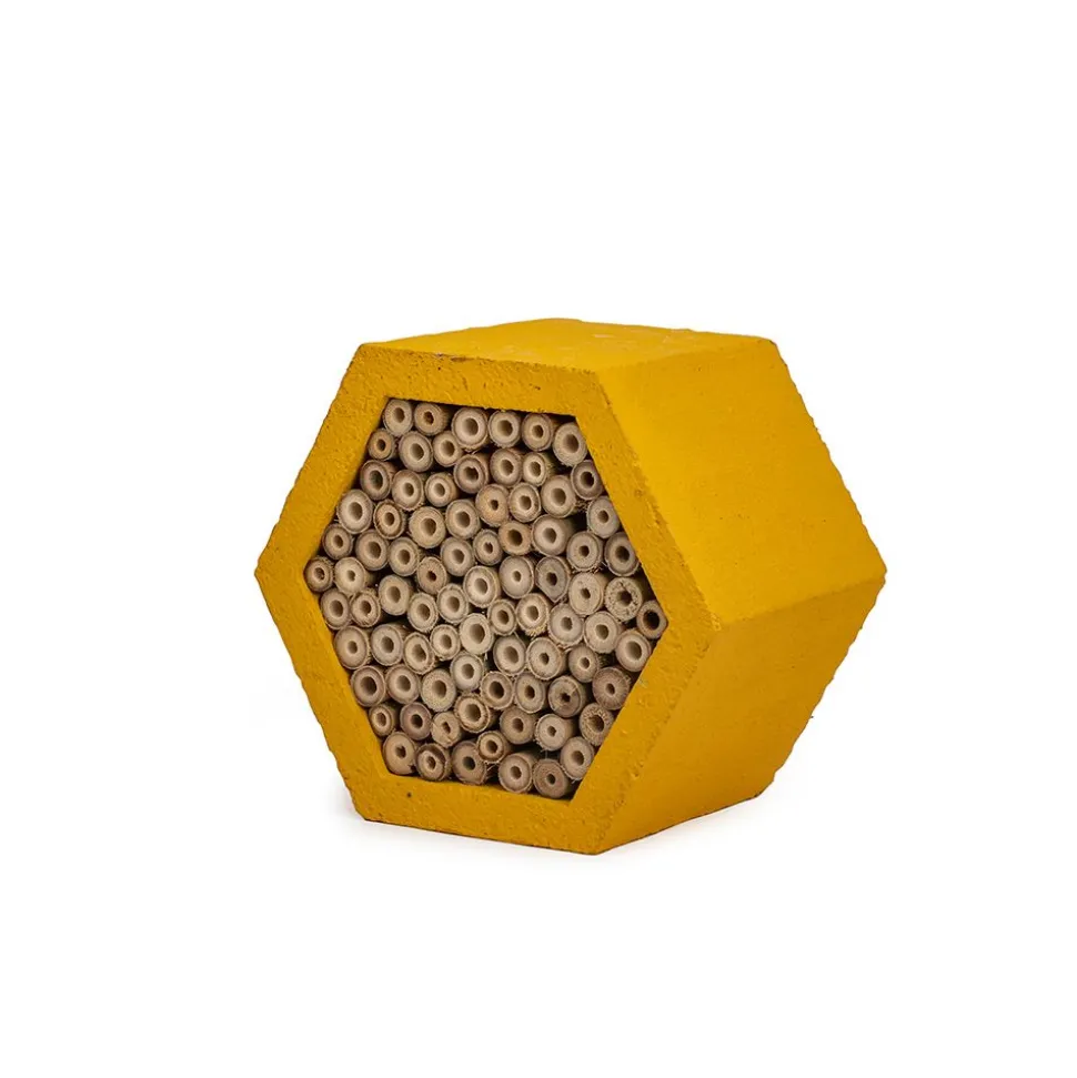 Holzbeton-Insektenhotel ‚‚Mathias‘‘, gelb